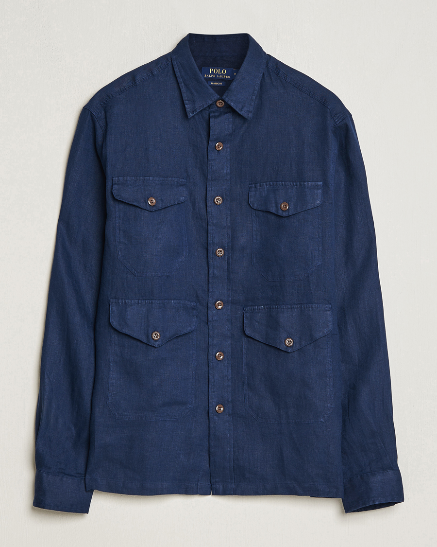 Men | Shirts | Polo Ralph Lauren | Linen Overshirt Newport Navy