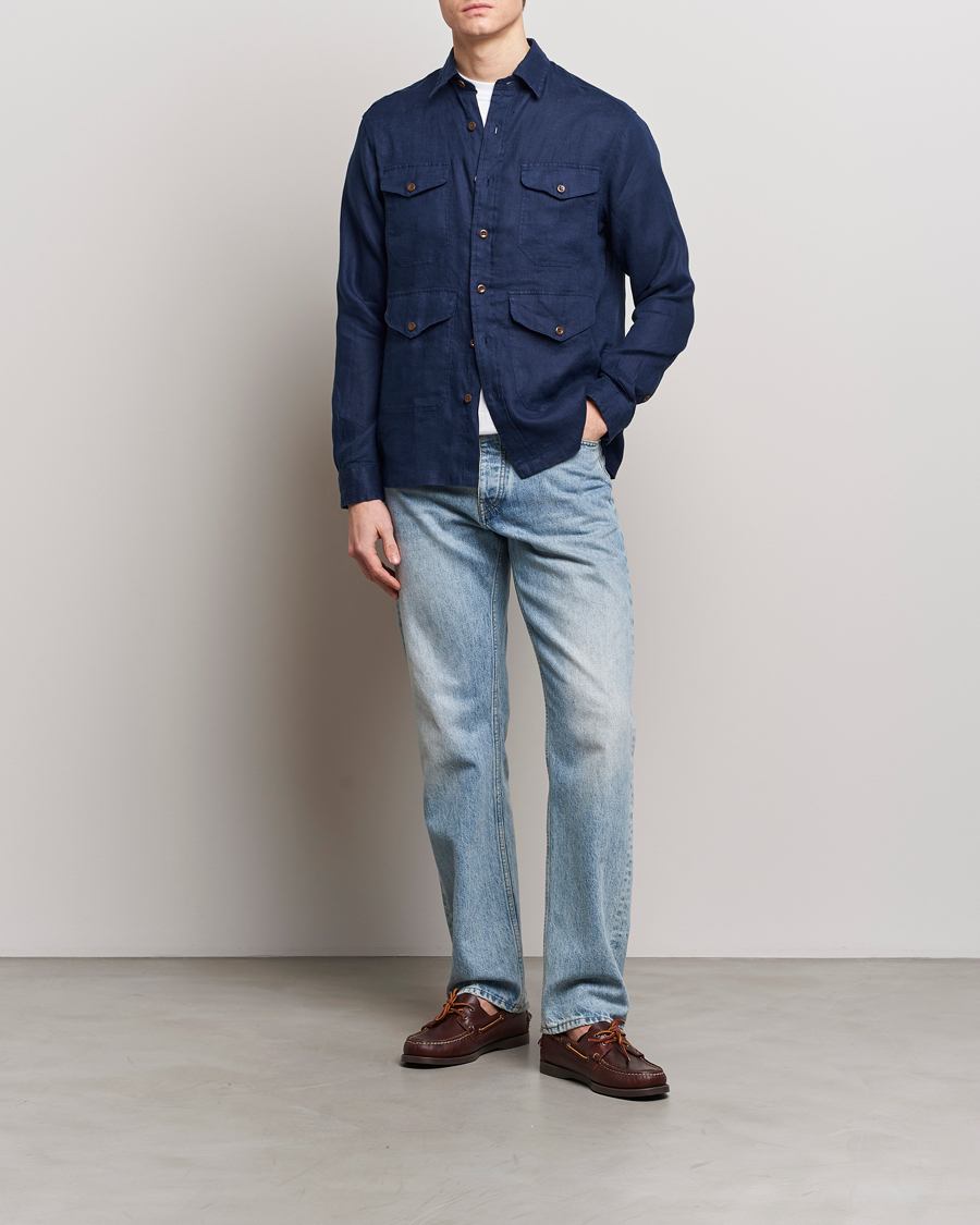 Men | Shirts | Polo Ralph Lauren | Linen Overshirt Newport Navy