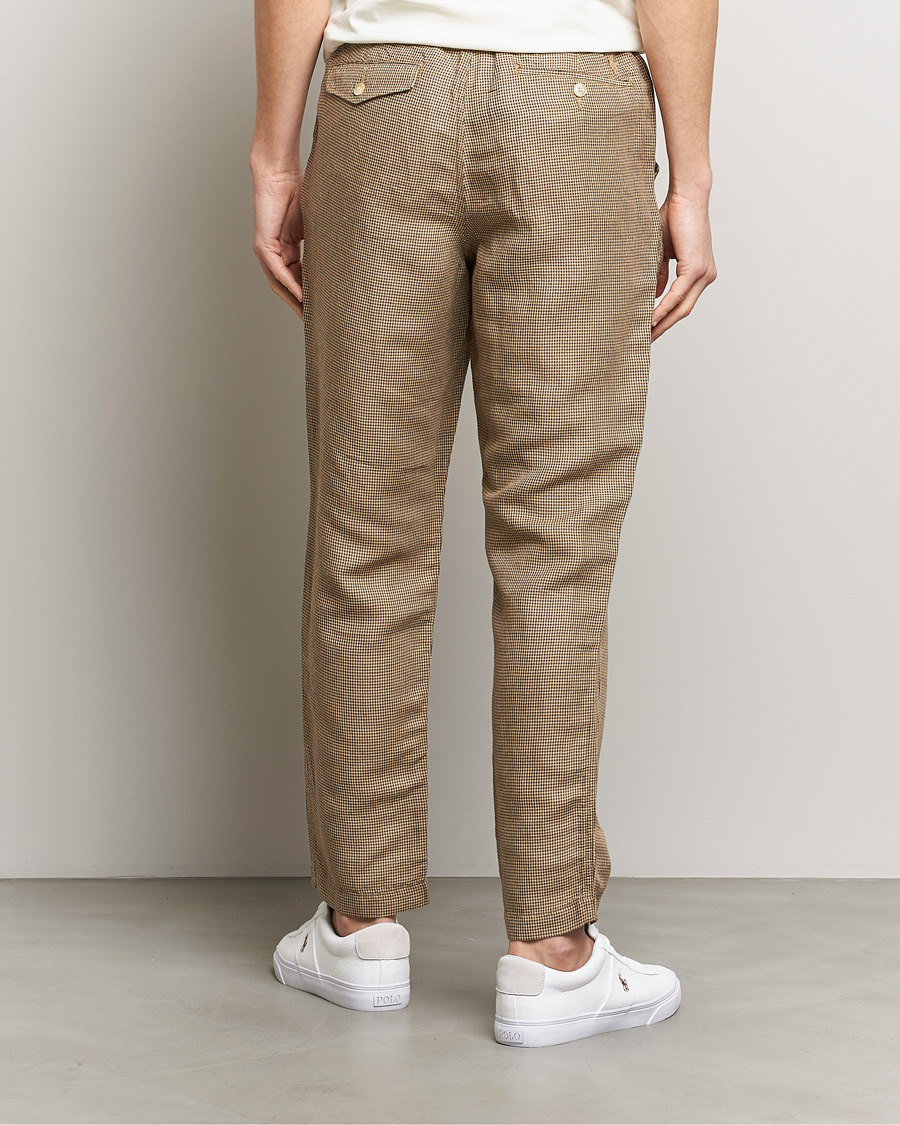 Men | Trousers | Polo Ralph Lauren | Prepster V2 Linen Trousers Brown Dogstooth