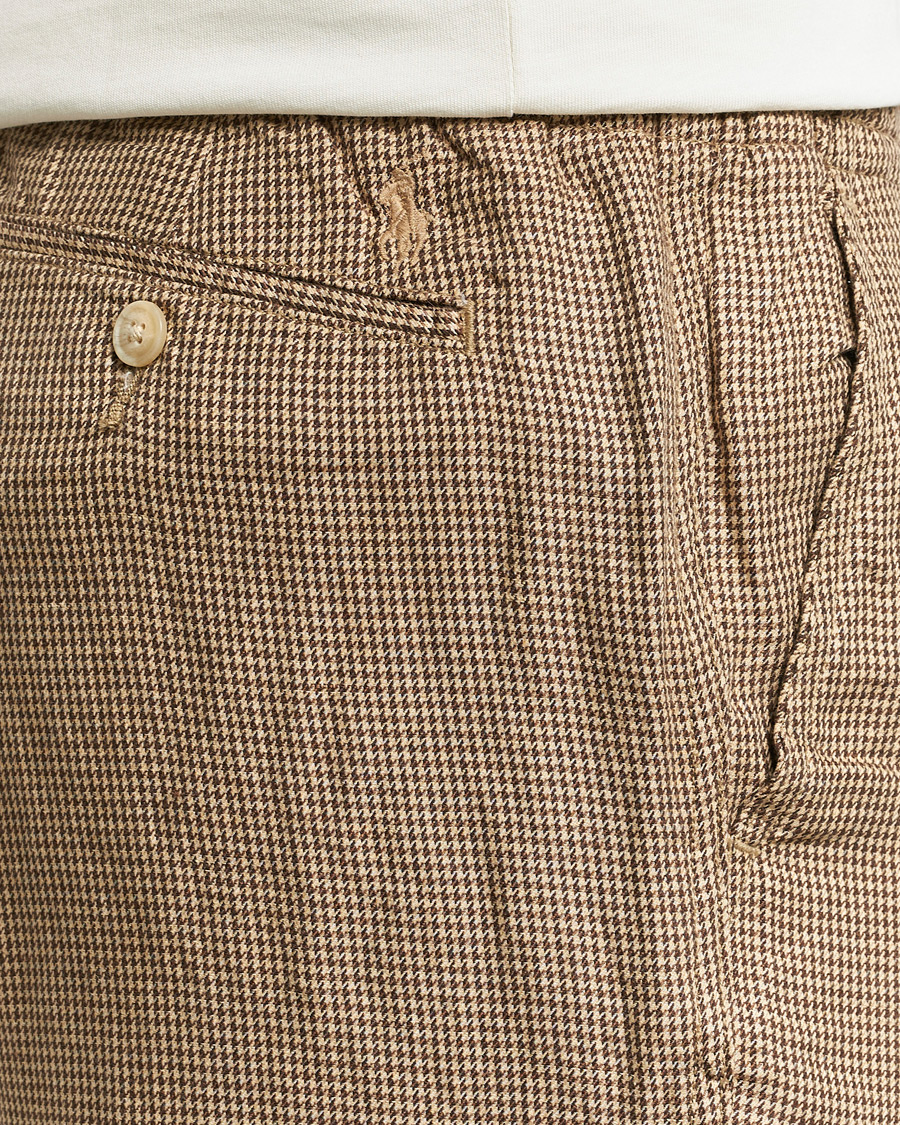 Men | Trousers | Polo Ralph Lauren | Prepster V2 Linen Trousers Brown Dogstooth