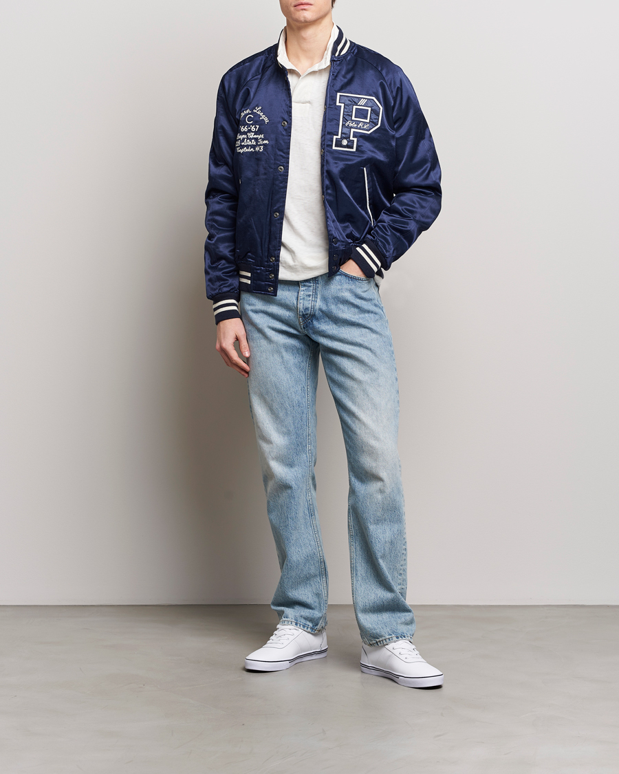 Men | Coats & Jackets | Polo Ralph Lauren | Varsity Bomber Satin Jacket Aviator Navy