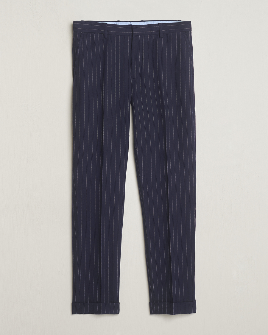 Men | Trousers | Polo Ralph Lauren | Linen Pinstripe Trousers Navy/Cream