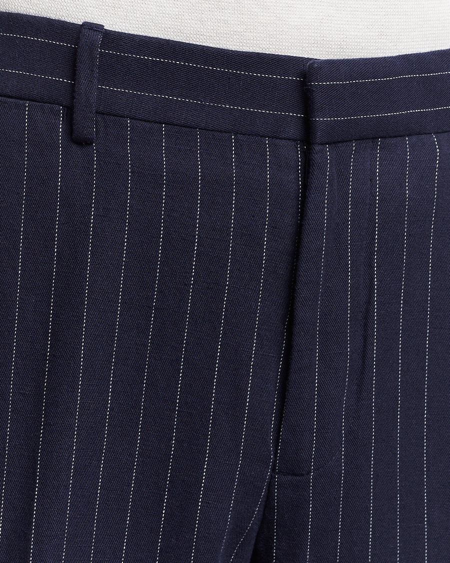 Men | Trousers | Polo Ralph Lauren | Linen Pinstripe Trousers Navy/Cream