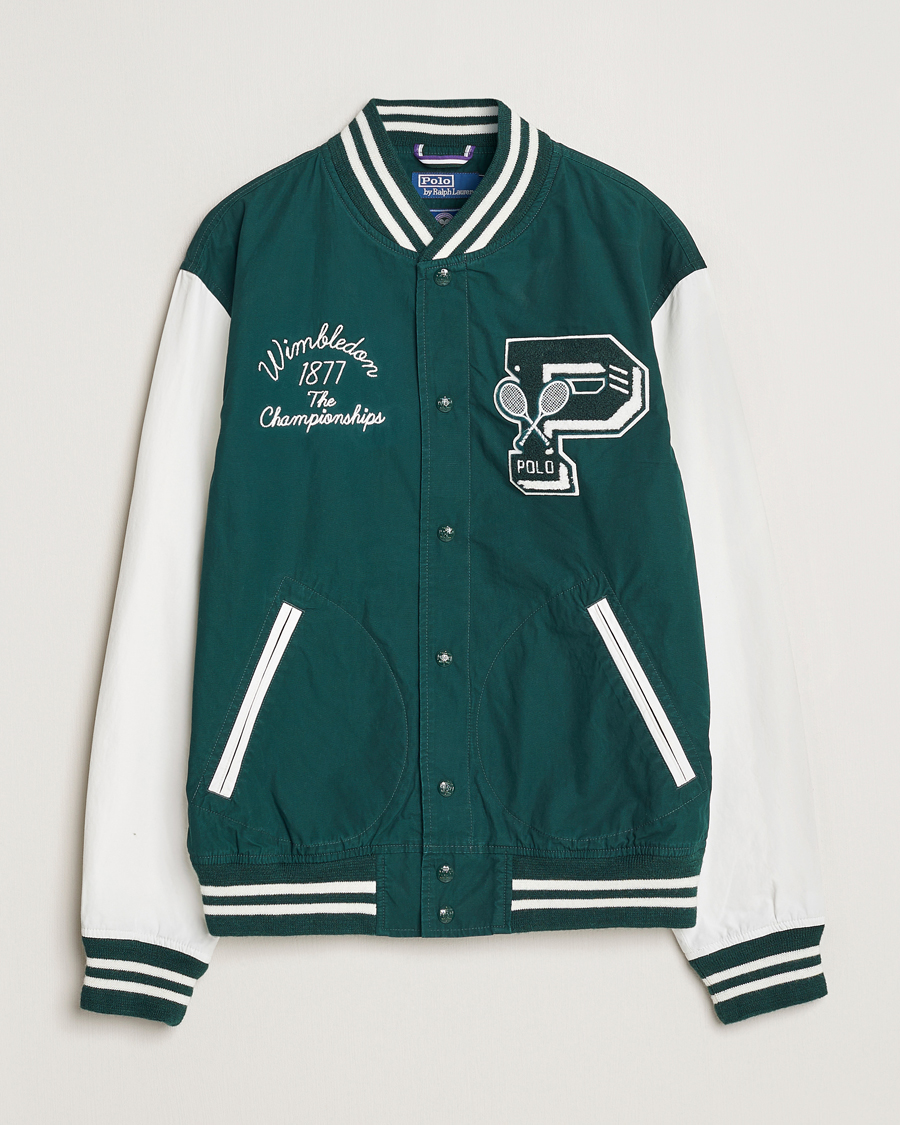 Men | Coats & Jackets | Polo Ralph Lauren | Wimbledon Bomber Jacket White/Moss Agate