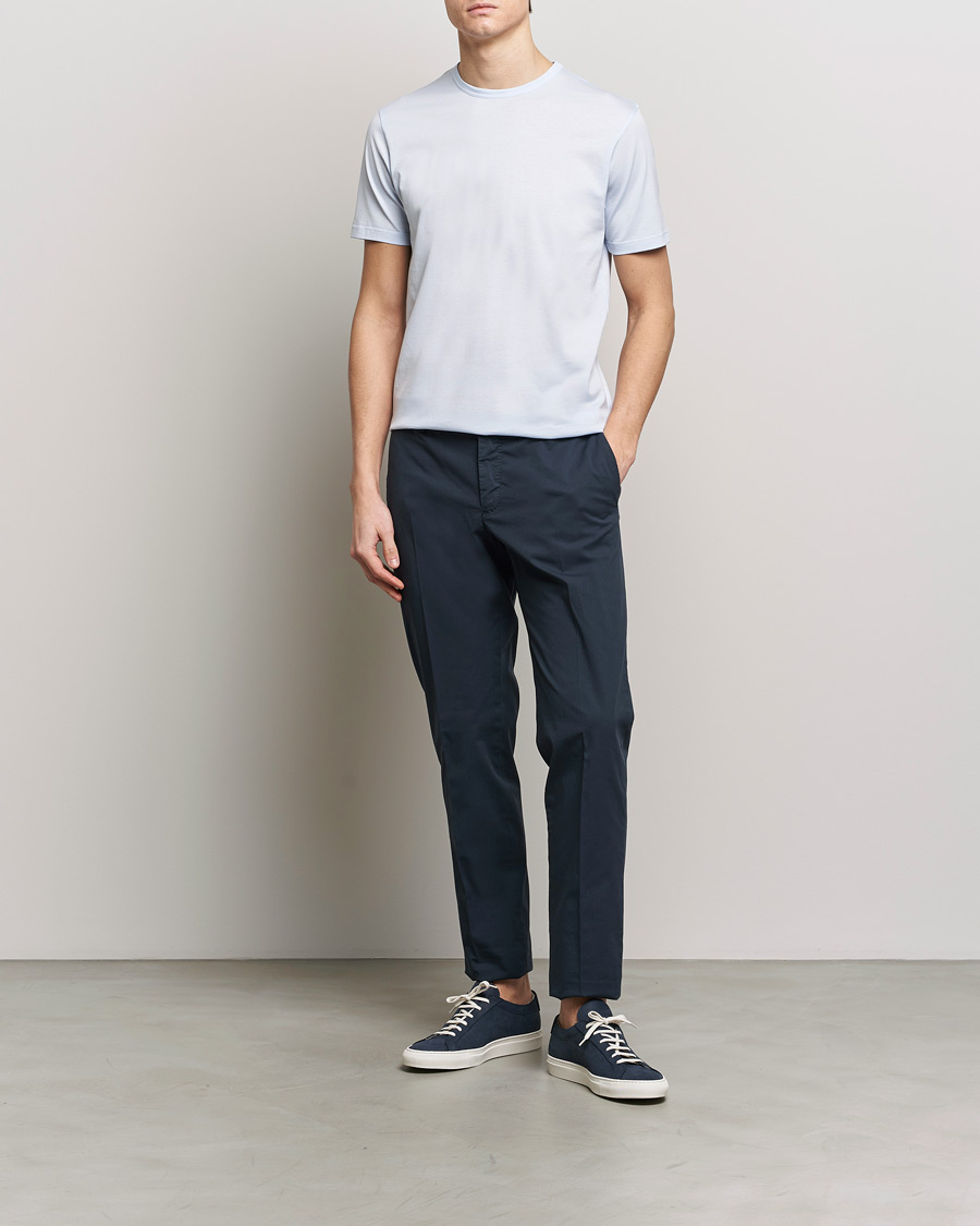 Men | T-Shirts | Sunspel | Crew Neck Cotton Tee Light Blue