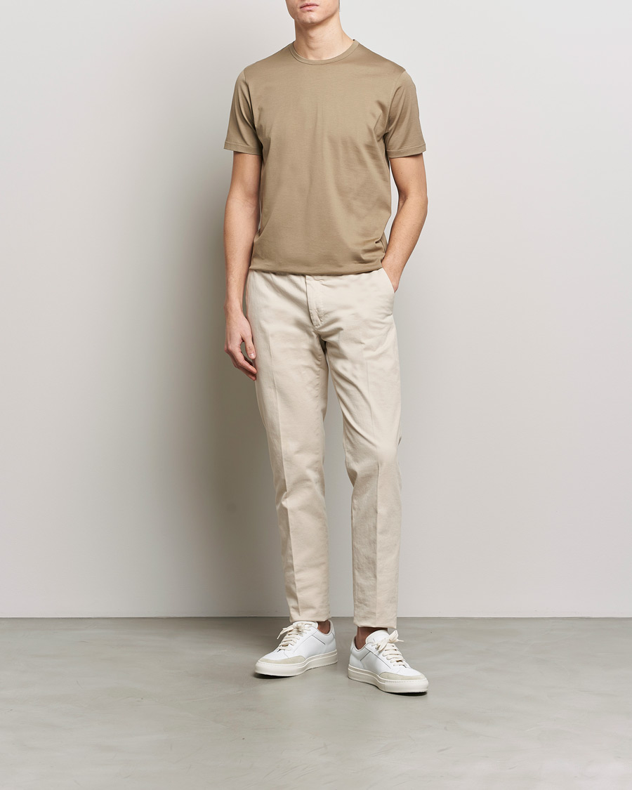 Men | T-Shirts | Sunspel | Crew Neck Cotton Tee Dark Stone