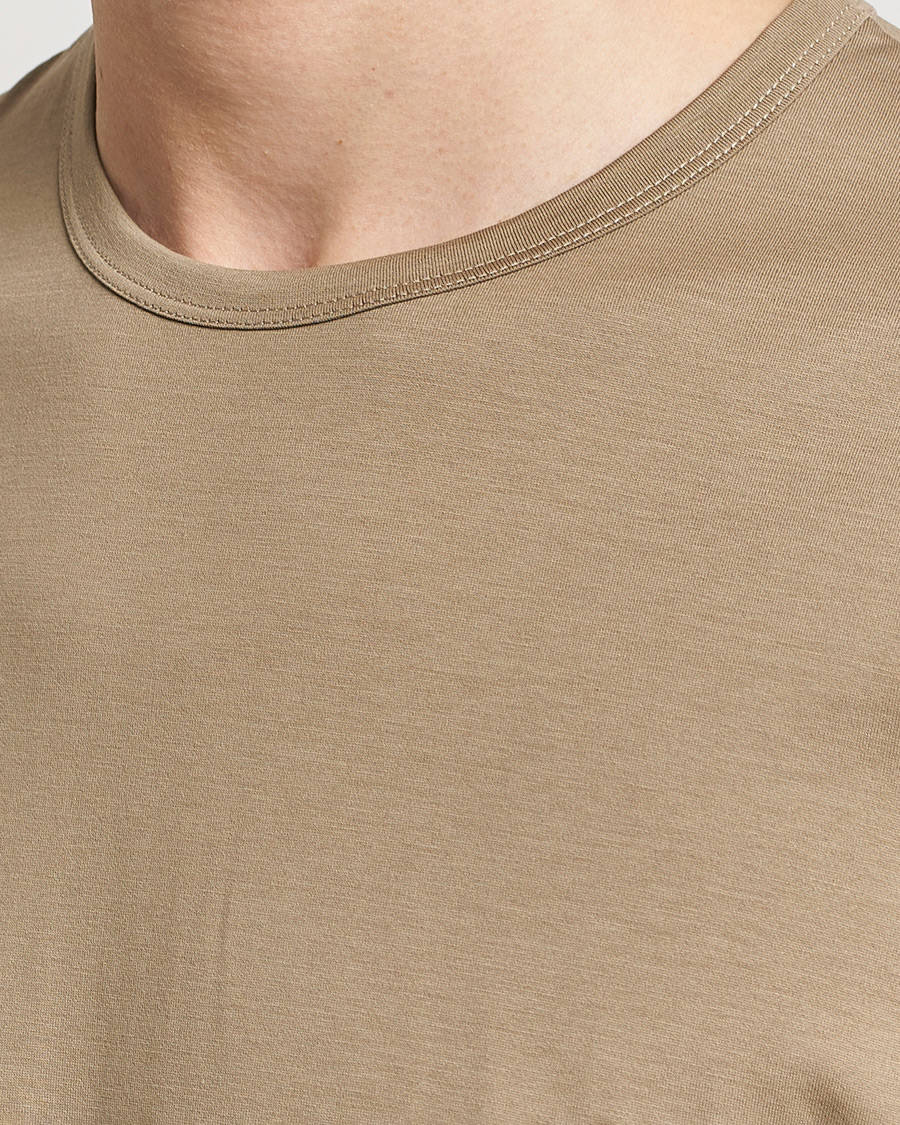 Men | T-Shirts | Sunspel | Crew Neck Cotton Tee Dark Stone