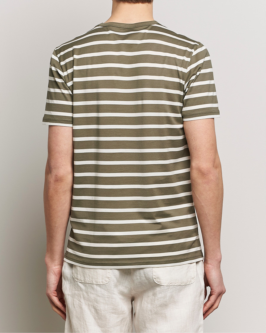 Men | T-Shirts | Sunspel | Striped Crew Neck Cotton Tee Khaki