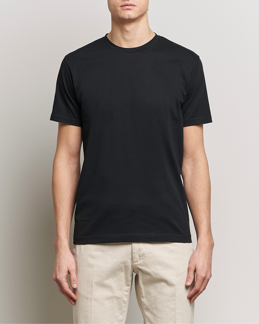 Men | T-Shirts | Sunspel | Riviera Midweight T-Shirt Black