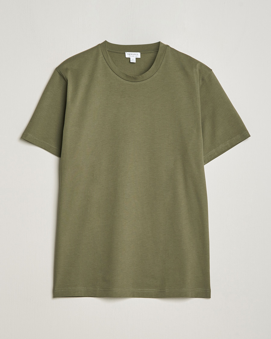 Men | T-Shirts | Sunspel | Riviera Midweight Tee Khaki