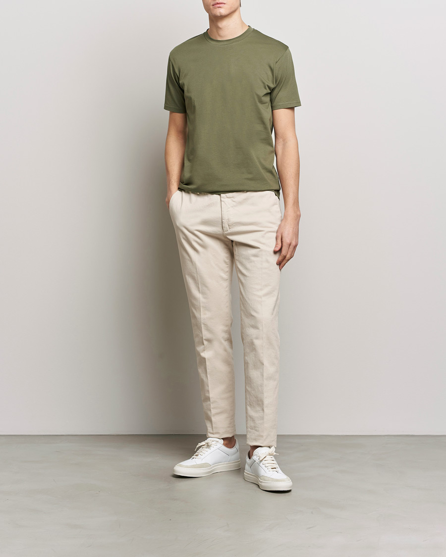 Men | T-Shirts | Sunspel | Riviera Midweight Tee Khaki