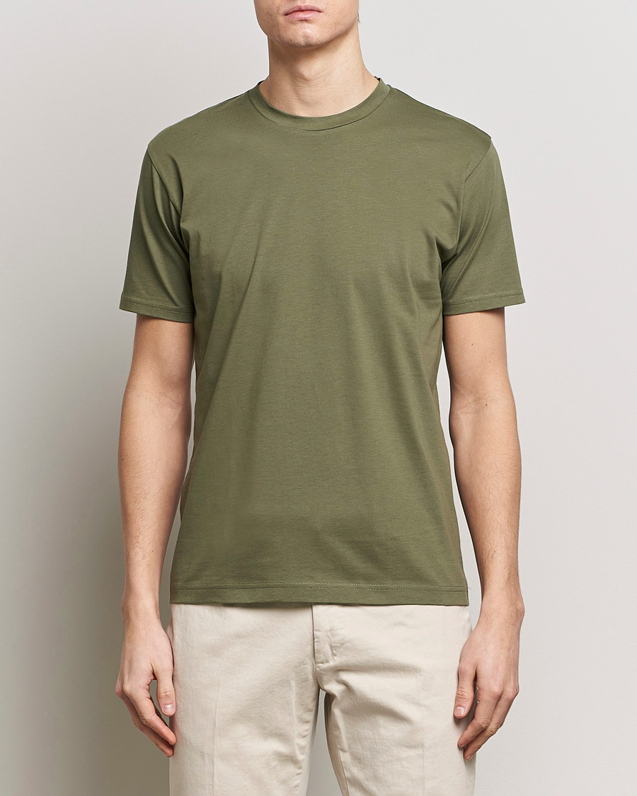 Men | T-Shirts | Sunspel | Riviera Midweight Tee Khaki