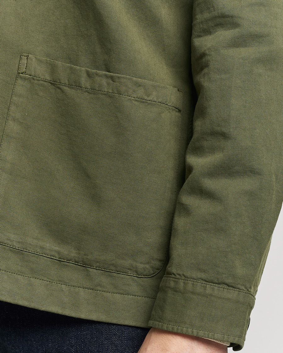 Men | Shirts | Sunspel | Twin Pocket Cotton/Linen Jacket Khaki
