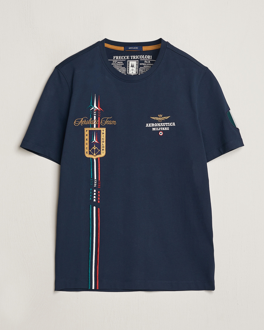 Men | T-Shirts | Aeronautica Militare | Tricolori Crew Neck T-Shirt Navy