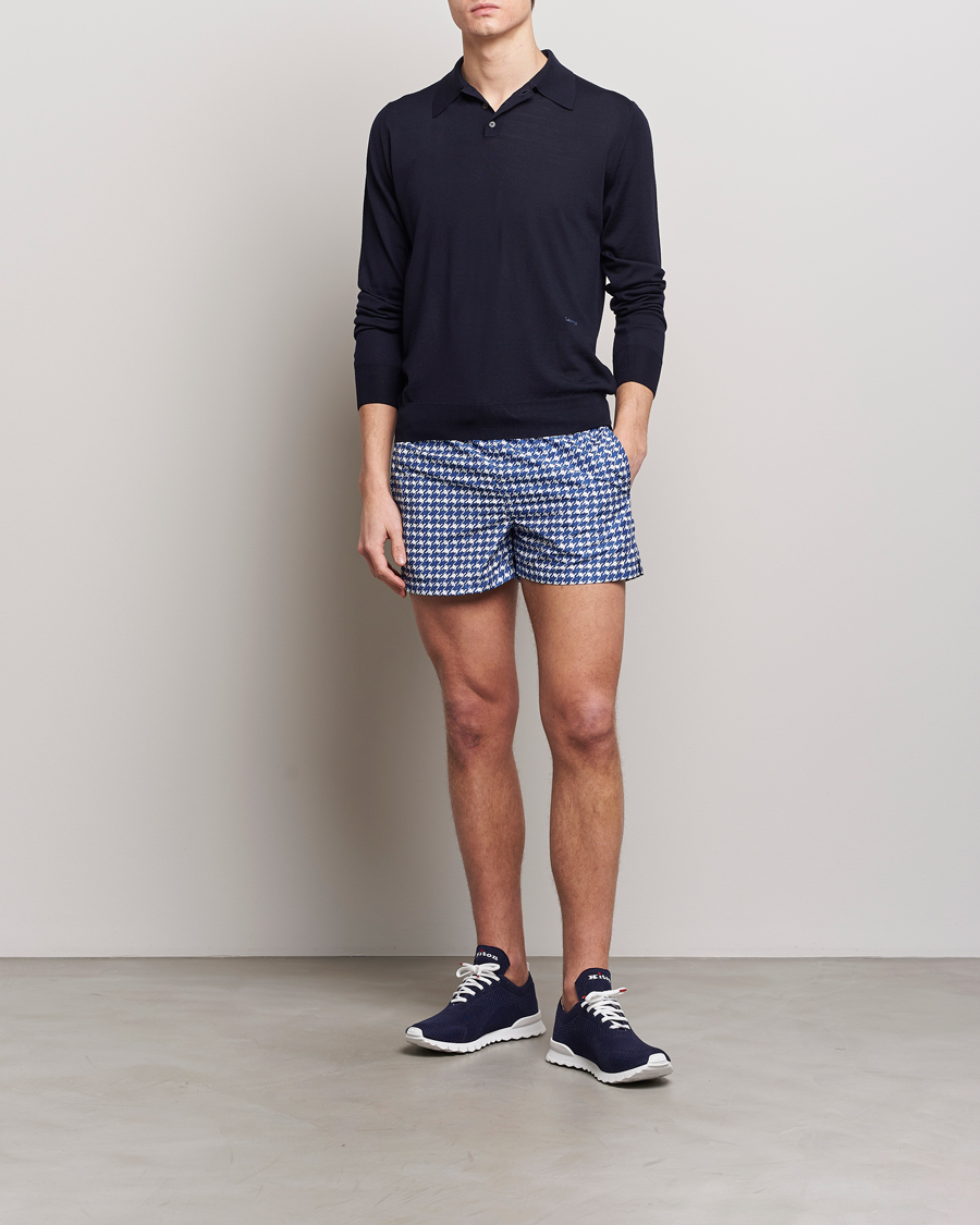 Men | Swimwear | Kiton | Printed Nylon Swim Shorts Navy