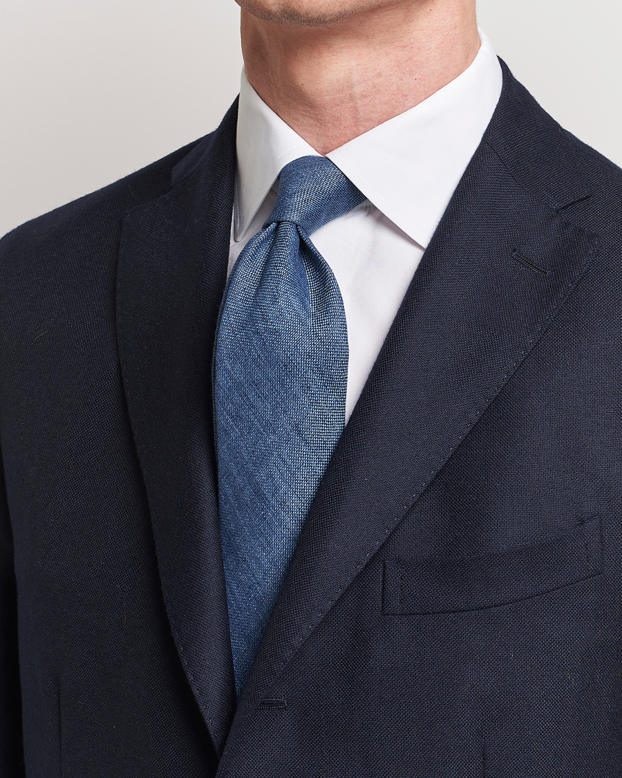 Men | Ties | Amanda Christensen | Amanda ChristensenHopsack Linen 8cm TieBlue