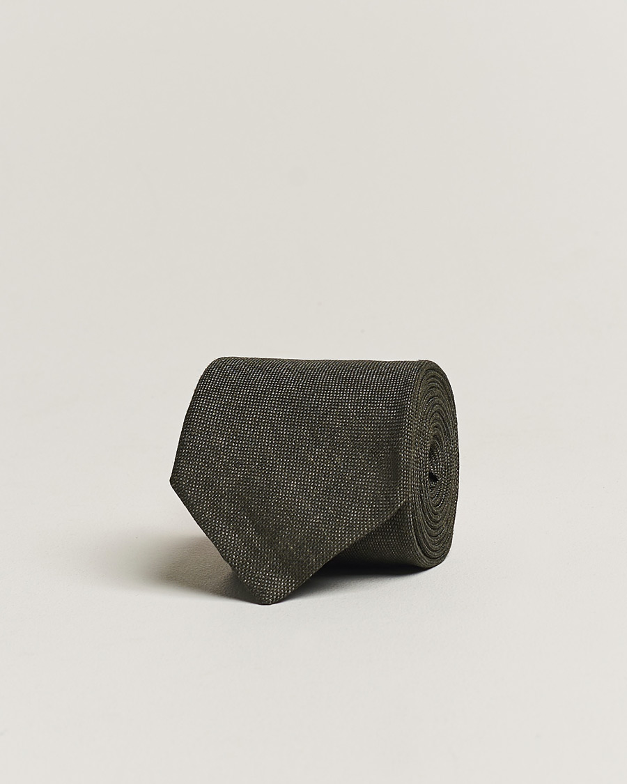 Men | Ties | Amanda Christensen | Amanda ChristensenHopsack Linen 8cm TieDark Olive