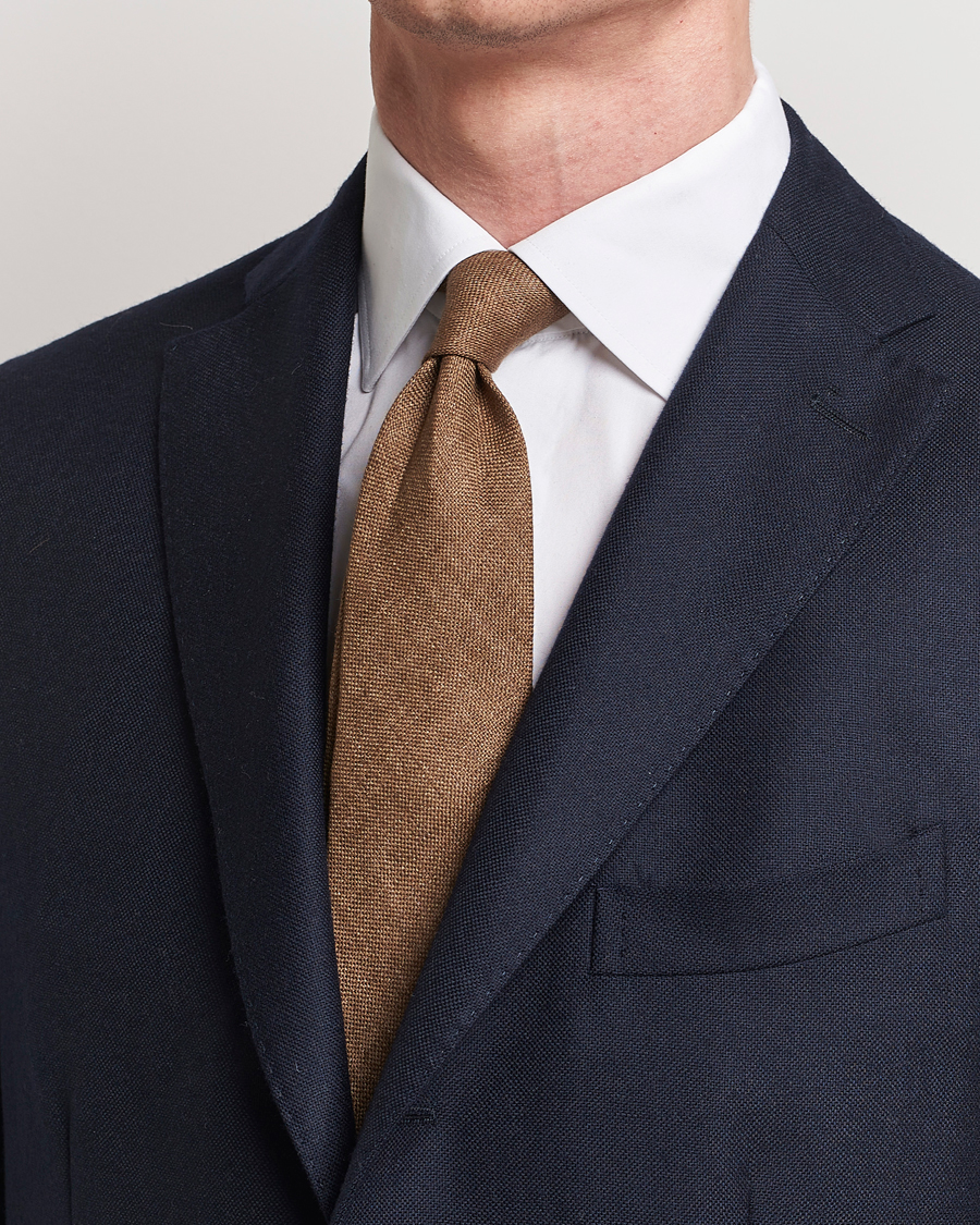 Men | Ties | Amanda Christensen | Amanda ChristensenHopsack Linen 8cm TieBrown