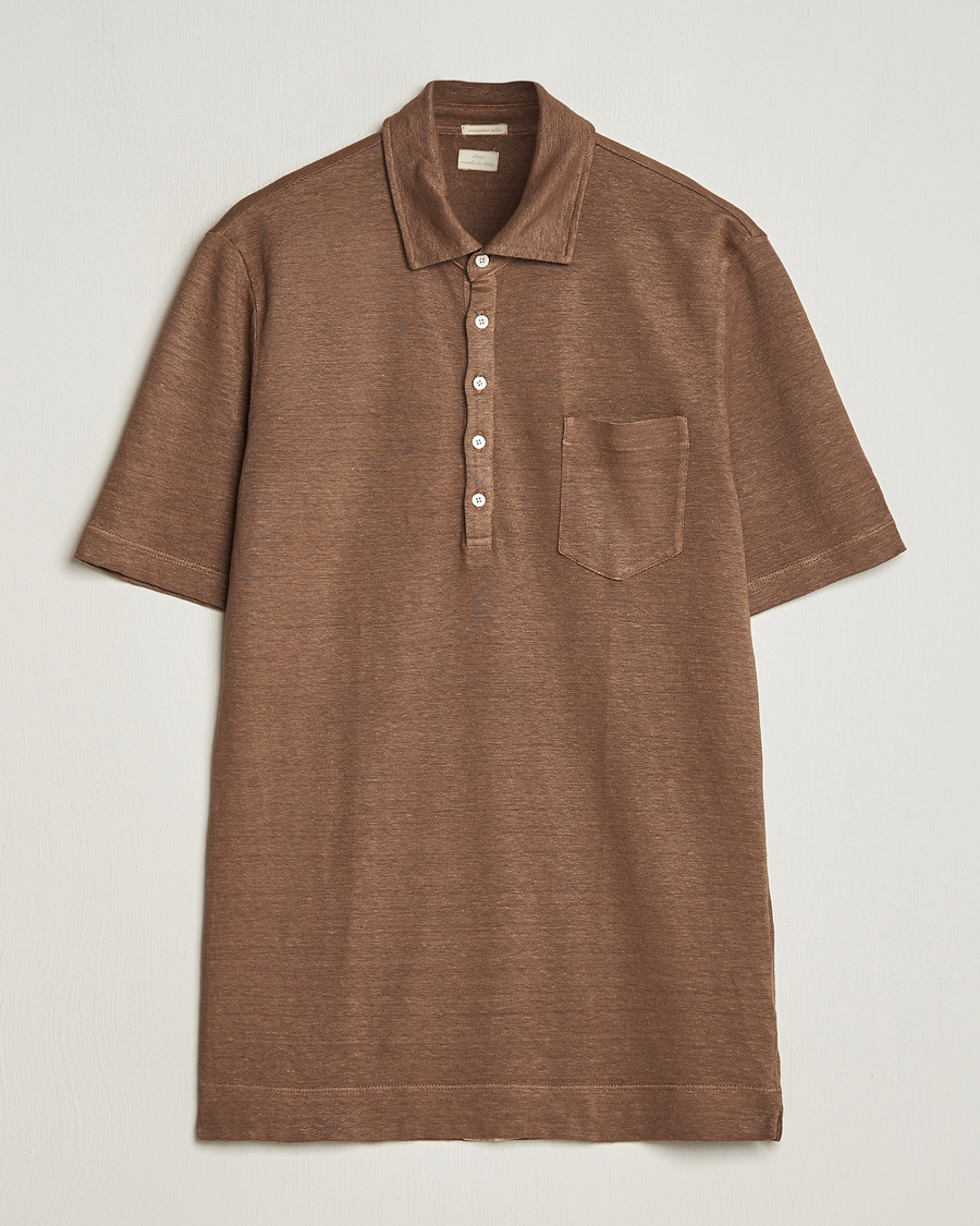 Men | Polo Shirts | Massimo Alba | Wembley Linen Polo Dark Brown
