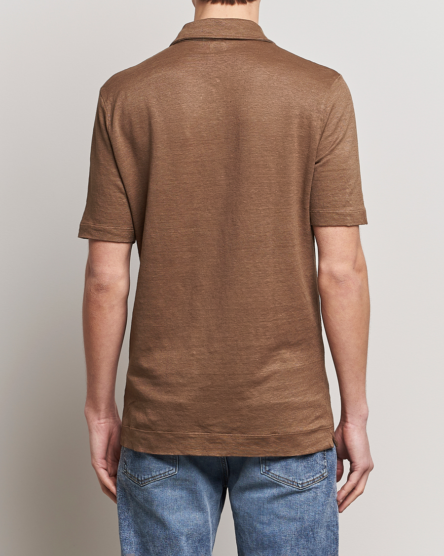 Men | Polo Shirts | Massimo Alba | Wembley Linen Polo Dark Brown