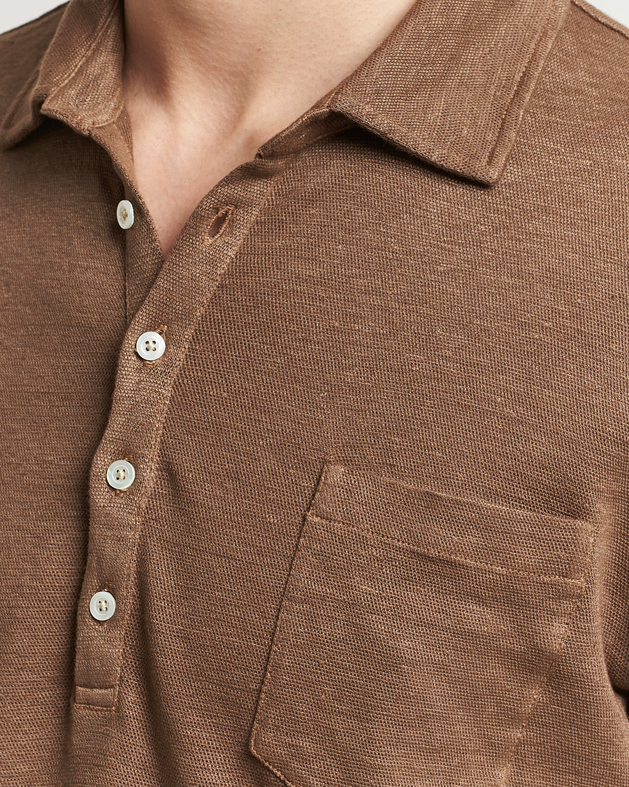 Men | Polo Shirts | Massimo Alba | Wembley Linen Polo Dark Brown