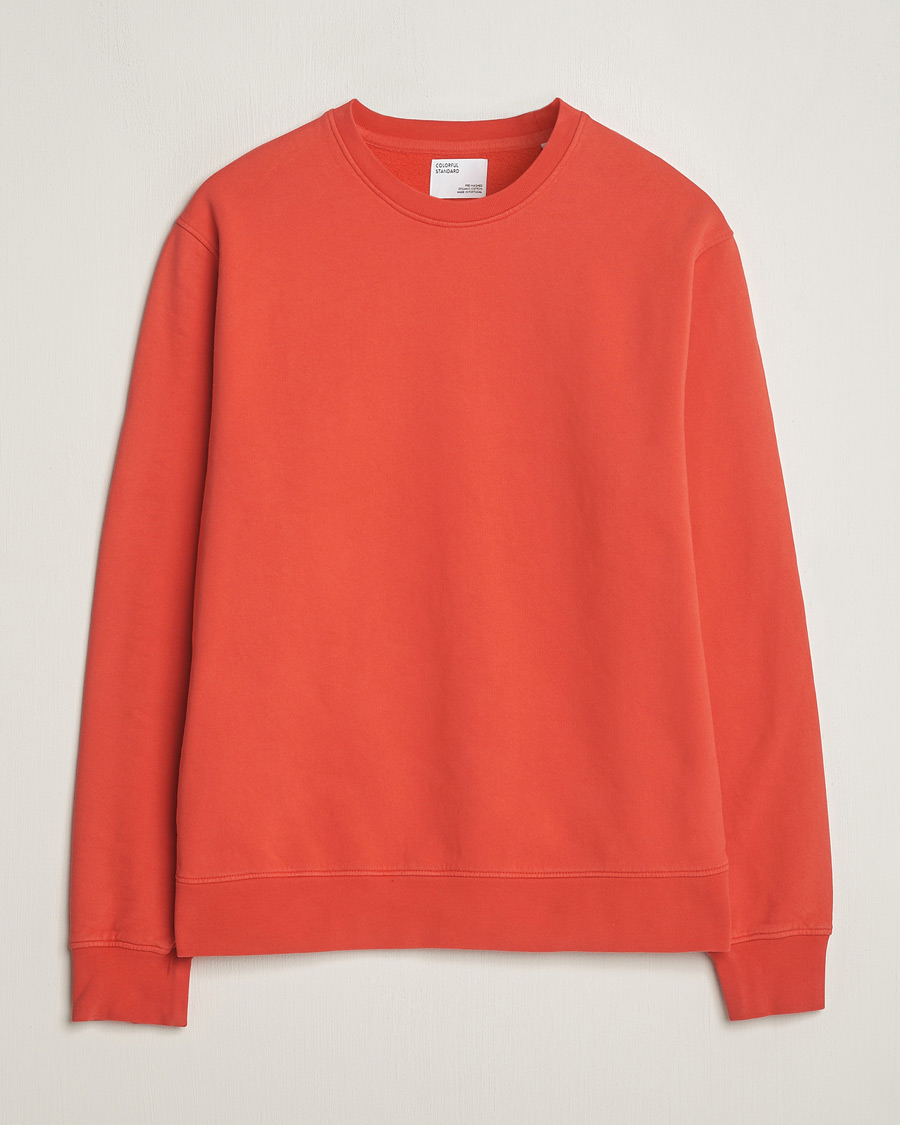 Men | Sweaters & Knitwear | Colorful Standard | Classic Organic Crew Neck Sweat Red Tangerine