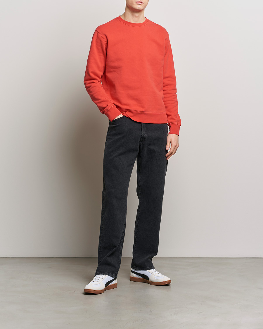 Men | Sweaters & Knitwear | Colorful Standard | Classic Organic Crew Neck Sweat Red Tangerine