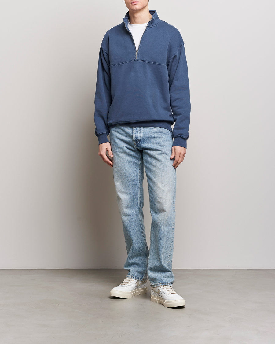 Men | Sweaters & Knitwear | Colorful Standard | Classic Organic Half-Zip Petrol Blue
