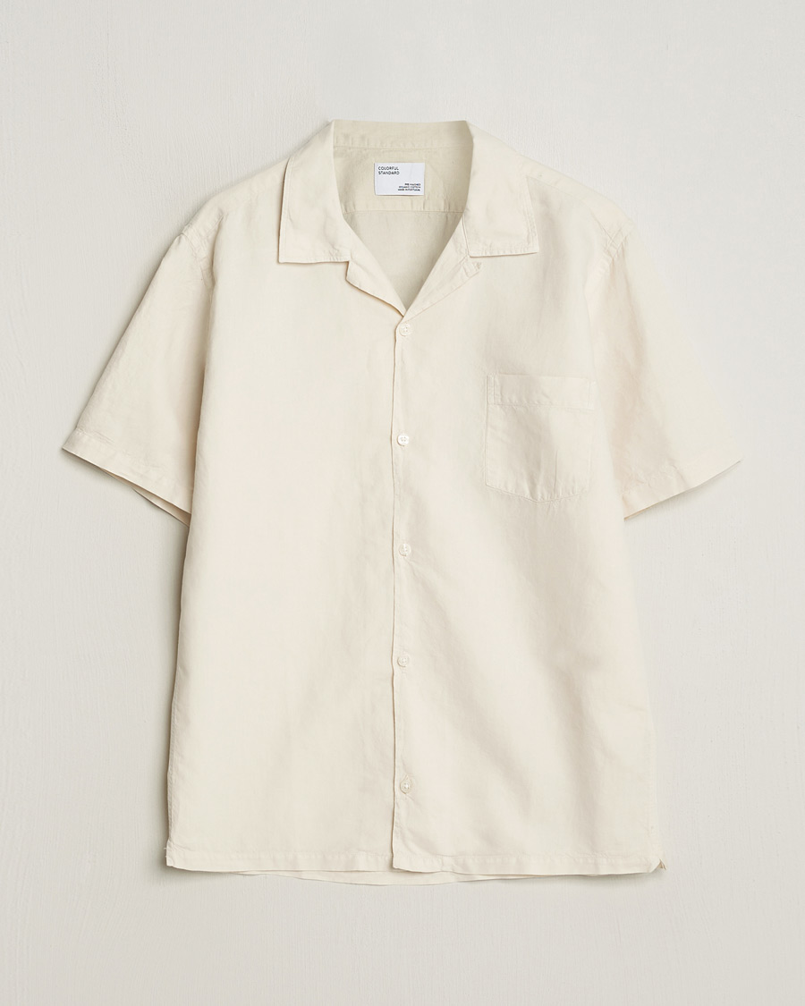Men | Shirts | Colorful Standard | Cotton/Linen Short Sleeve Shirt Ivory White