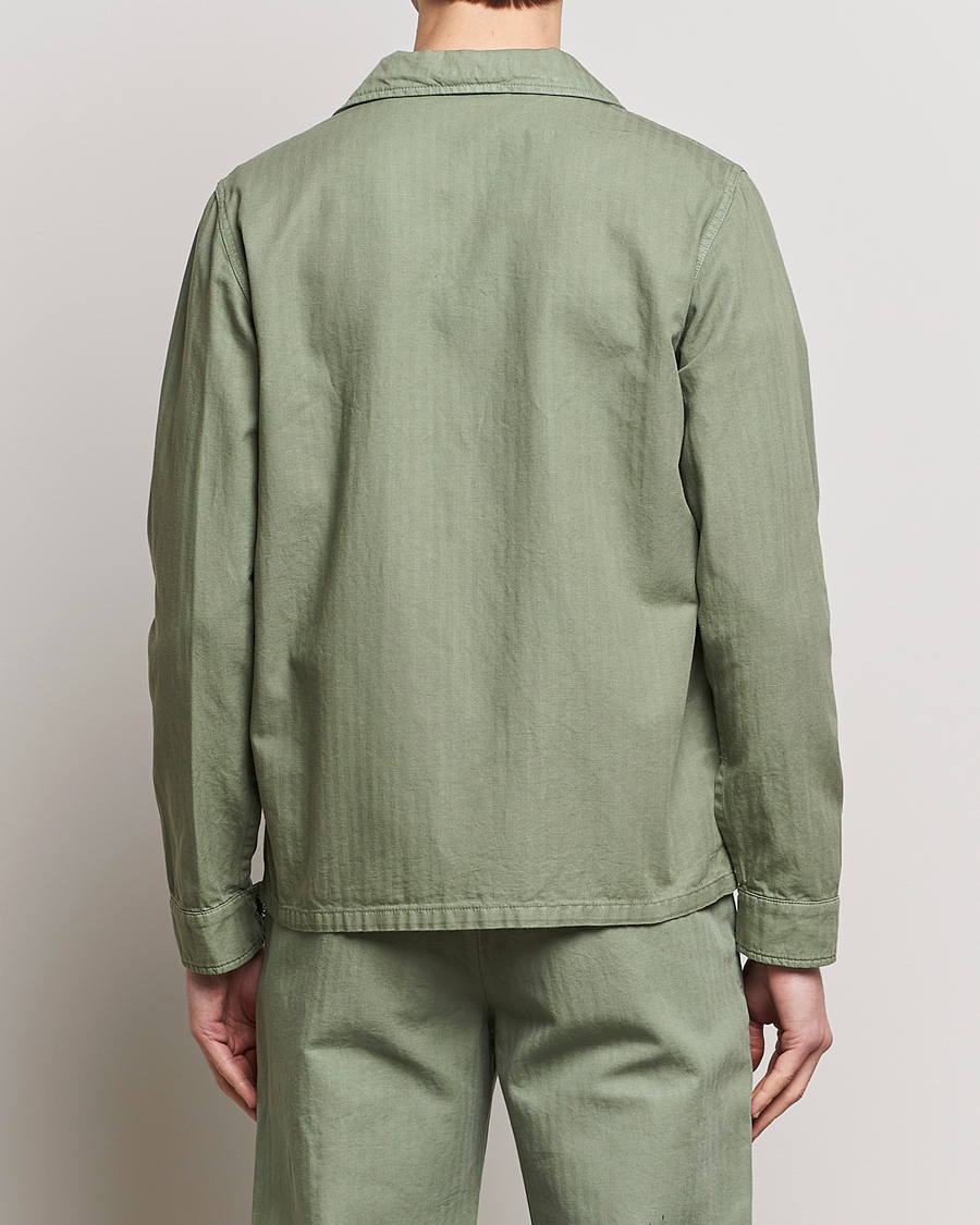 Men | Coats & Jackets | Aspesi | Cotton Herringbone Shirt Jacket Sage