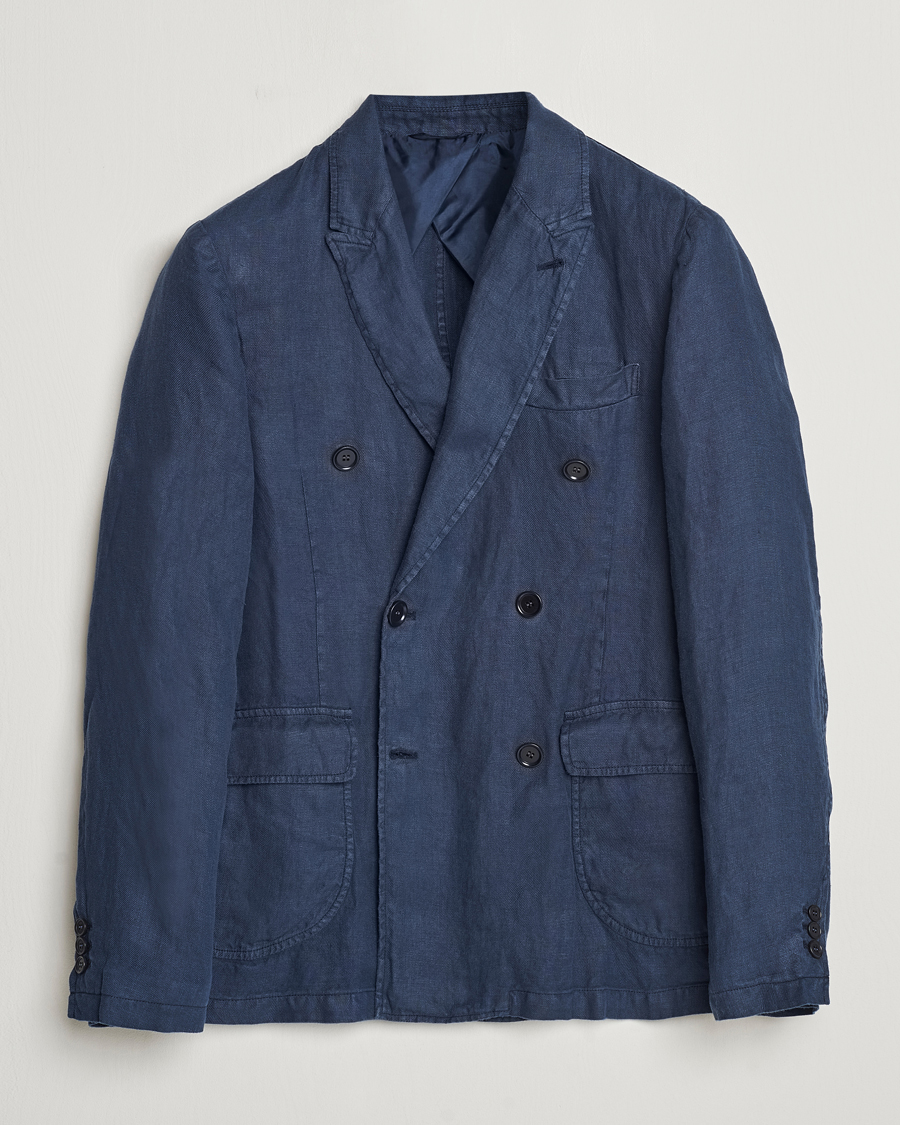 Men | Blazers | Aspesi | Sugimoto Double Breasted Hemp Blazer Navy