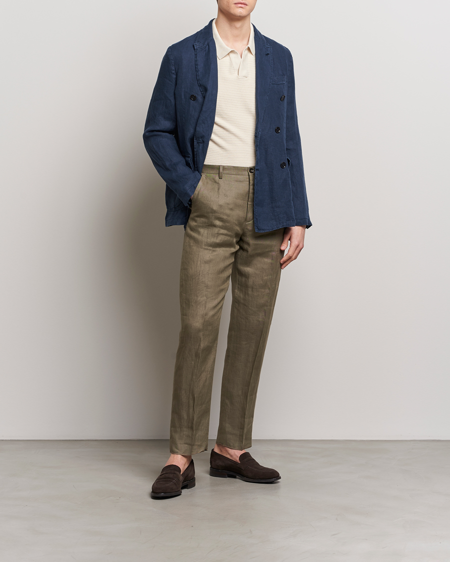 Men | Blazers | Aspesi | Sugimoto Double Breasted Hemp Blazer Navy