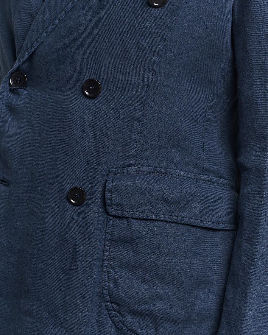 Men | Blazers | Aspesi | Sugimoto Double Breasted Hemp Blazer Navy