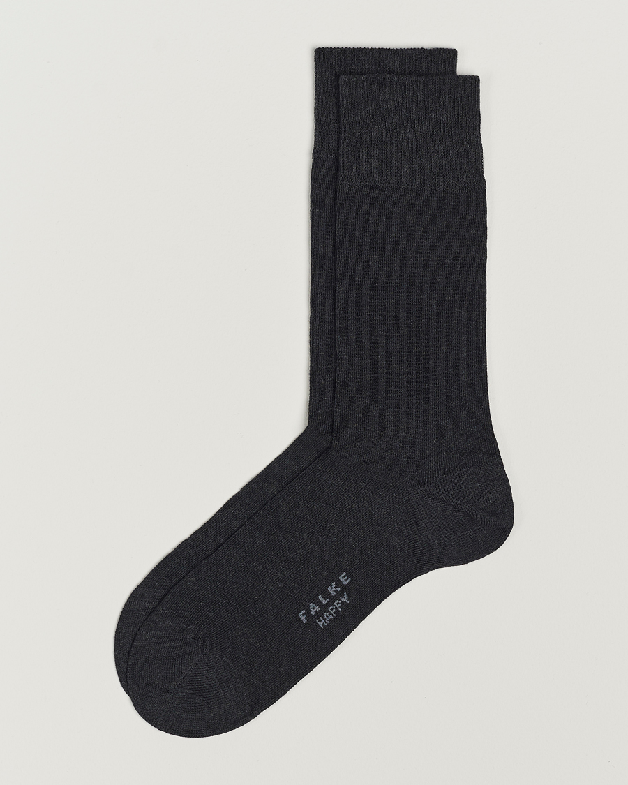 Men | Underwear & Socks | Falke | Happy 2-Pack Cotton Socks Anthracite Melange