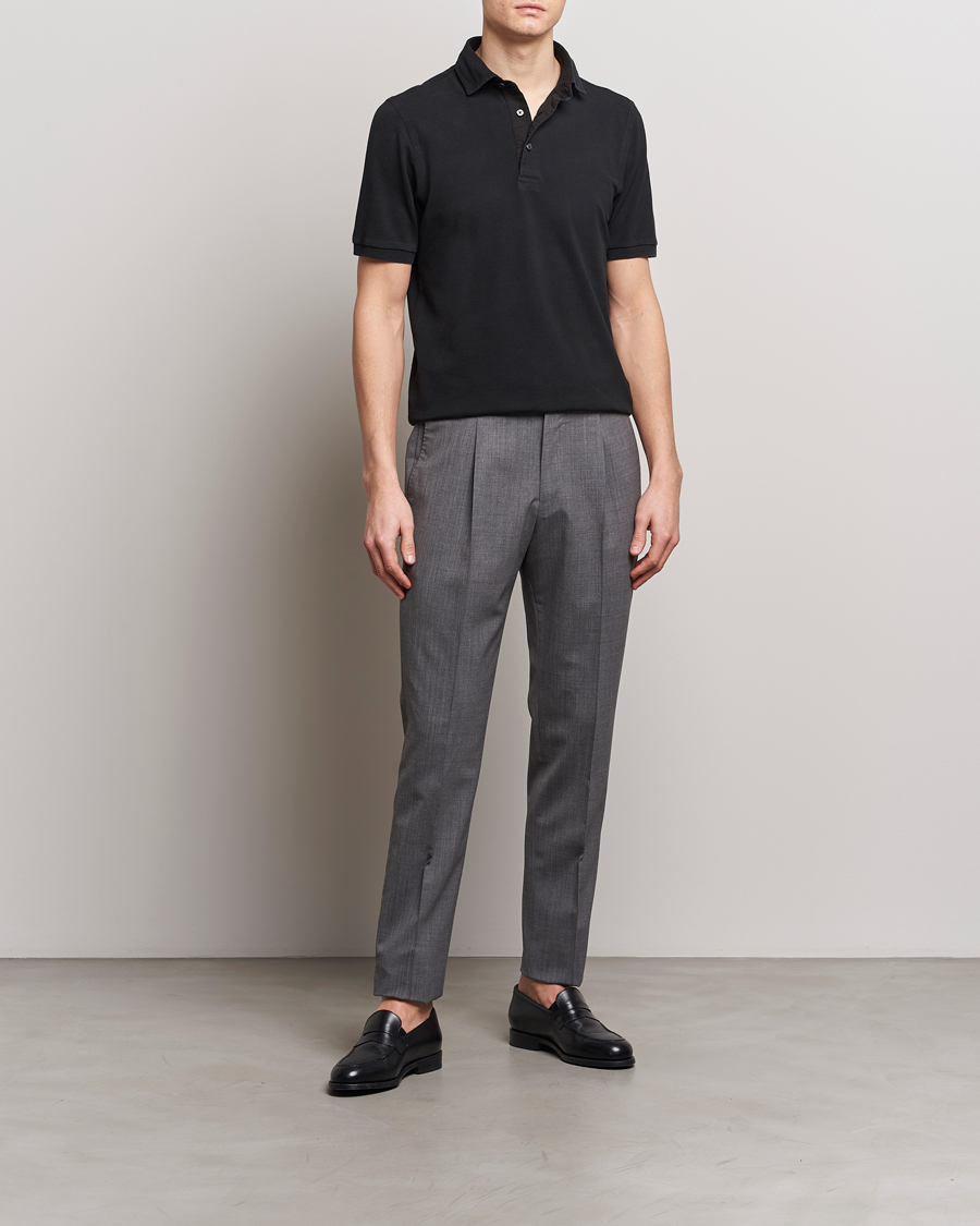 Men | Polo Shirts | Gran Sasso | Washed Polo Black