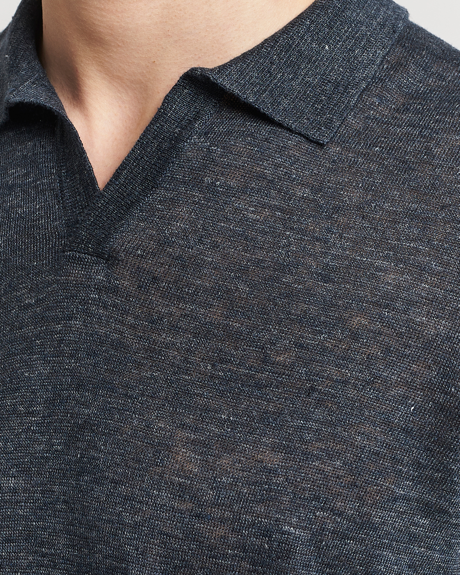 Men | Polo Shirts | Gran Sasso | Knitted Linen Polo Navy