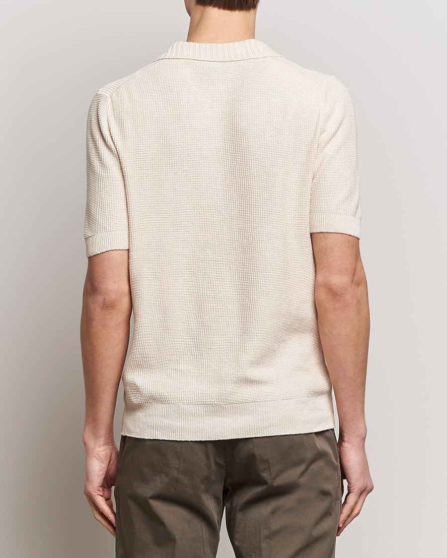Men | Polo Shirts | Gran Sasso | Linen/Cotton Open Collar Polo Cream
