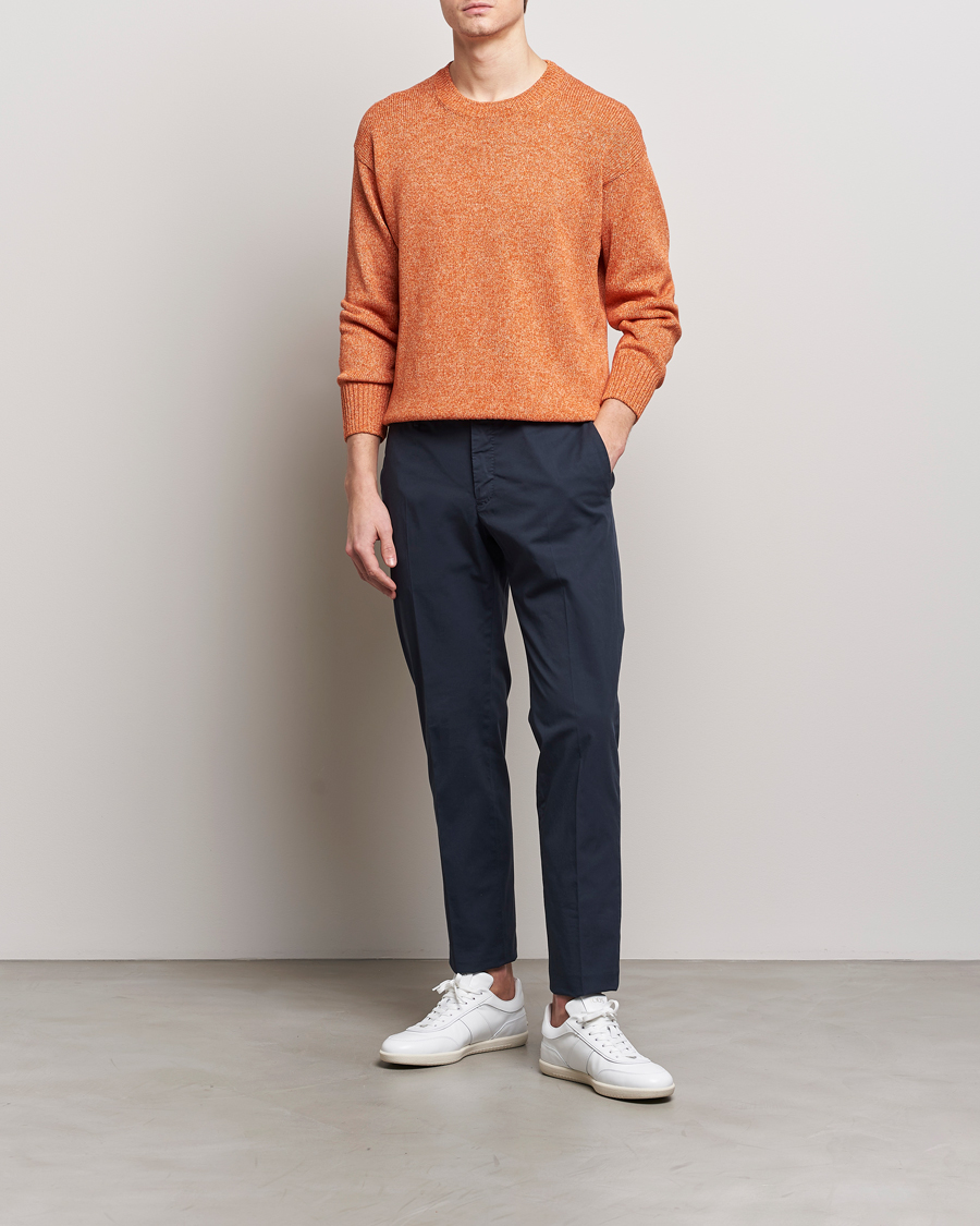 Men | Sweaters & Knitwear | Gran Sasso | Cotton Heavy Knitted Crew Neck Rust Melange