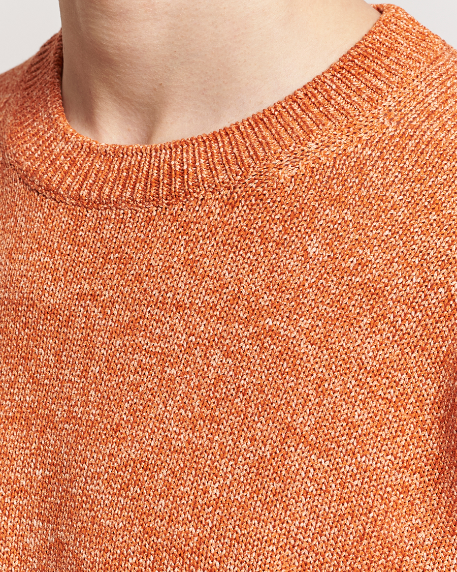 Men | Sweaters & Knitwear | Gran Sasso | Cotton Heavy Knitted Crew Neck Rust Melange