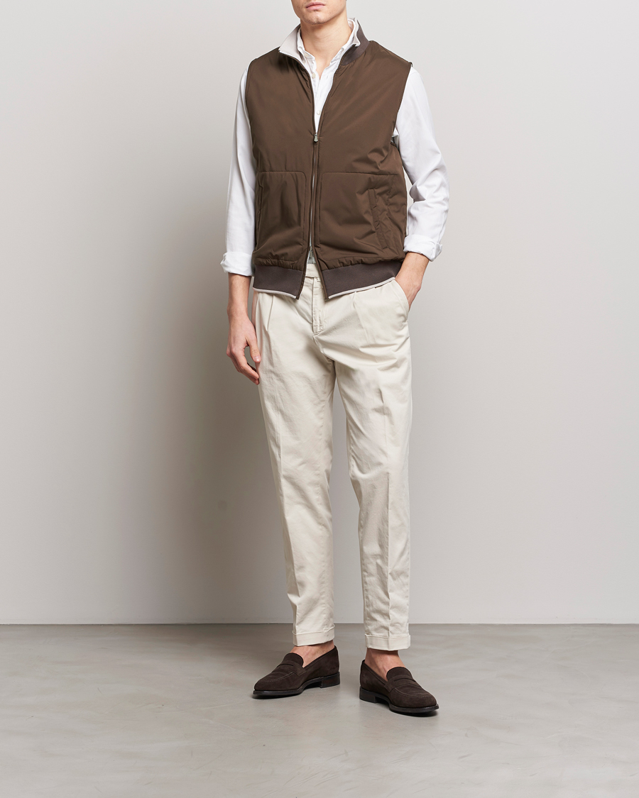 Men | Coats & Jackets | Gran Sasso | Nylon Light Padded Gilet Dark Brown