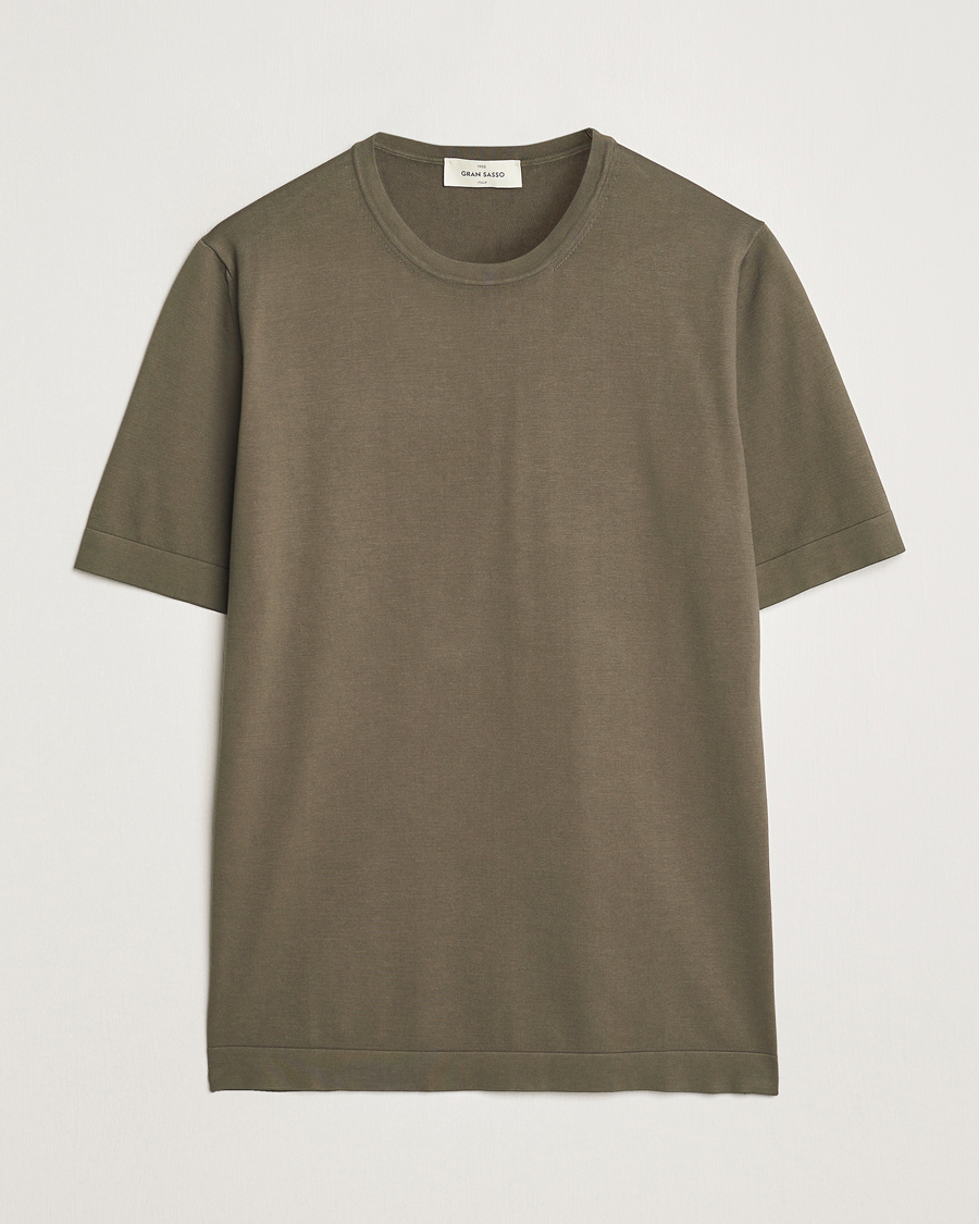 Men | T-Shirts | Gran Sasso | Cotton Knitted Crew Neck T-Shirt Dark Brown