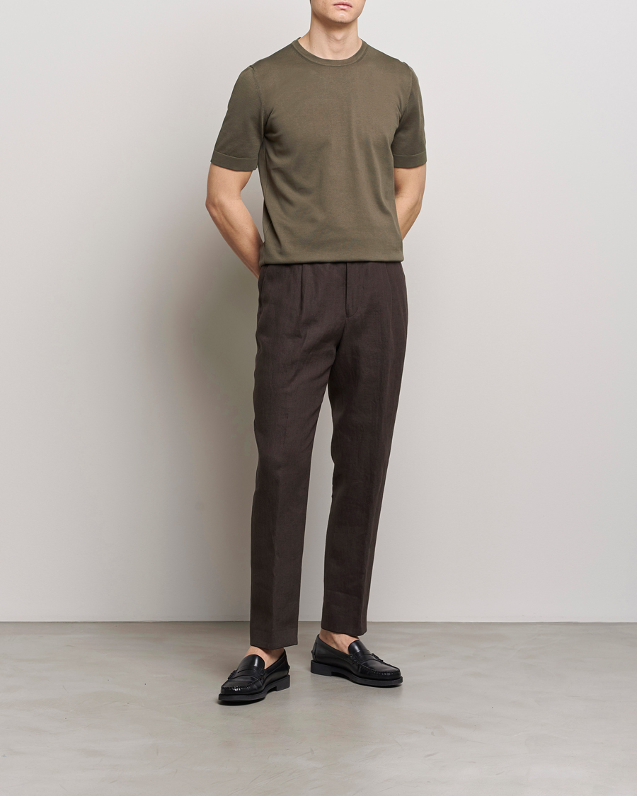 Men | T-Shirts | Gran Sasso | Cotton Knitted Crew Neck T-Shirt Dark Brown
