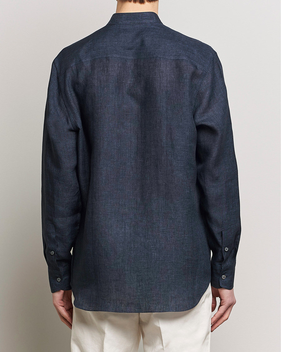 Men | Shirts | Brioni | Linen Guru Collar Shirt Navy