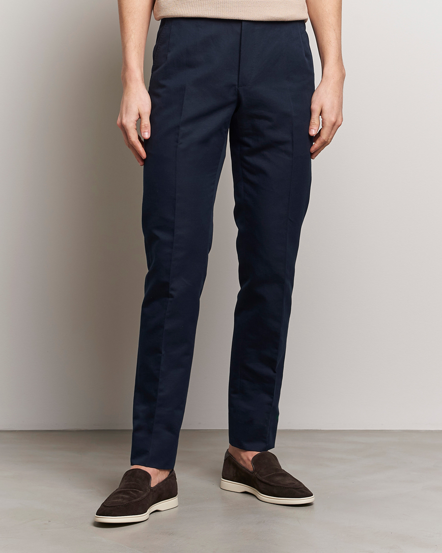 Men | Trousers | Brioni | Cotton/Linen Sport Trousers Navy