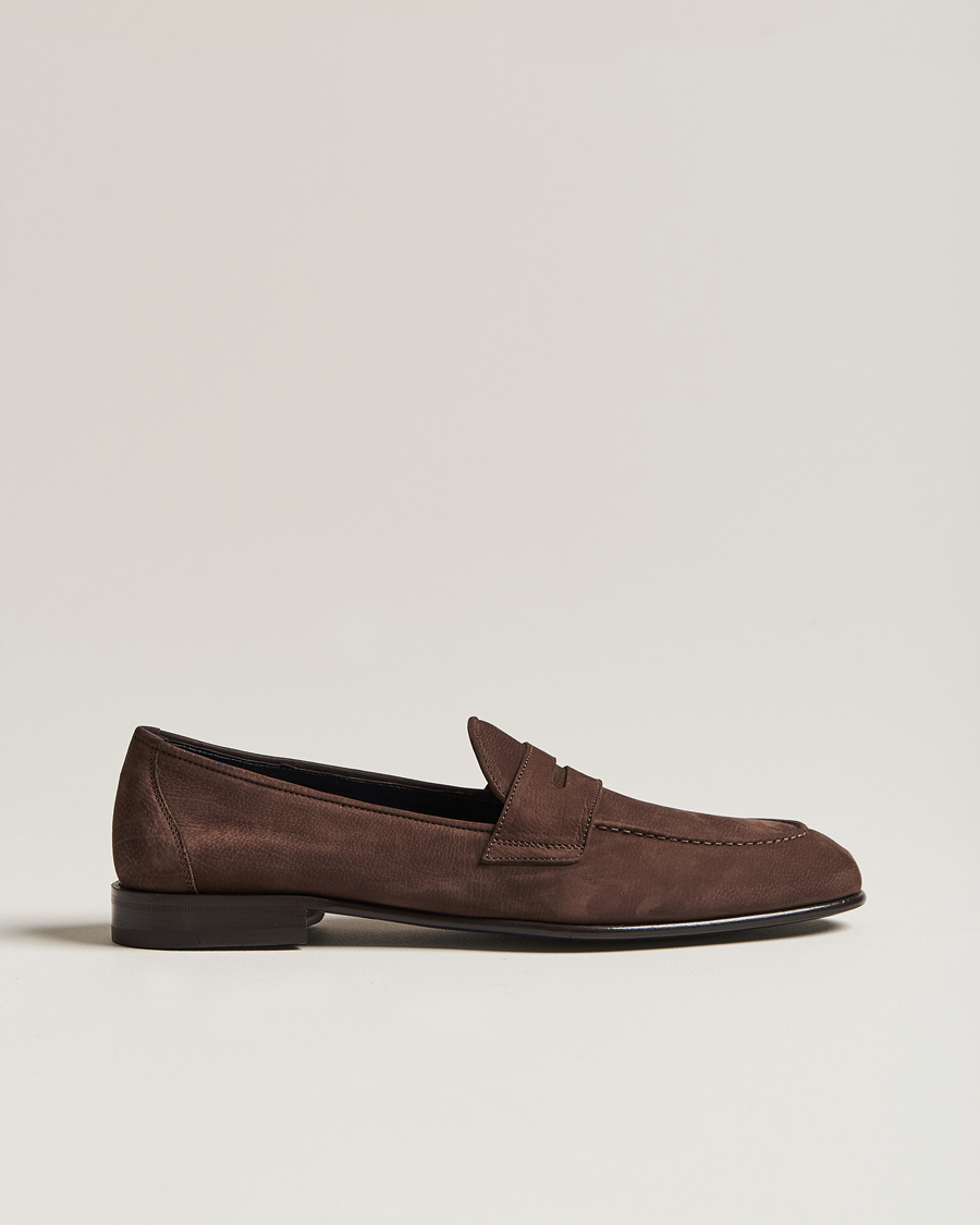 Men | Brioni Penny Loafers Dark Brown Nubuck | Brioni | Penny Loafers Dark Brown Nubuck
