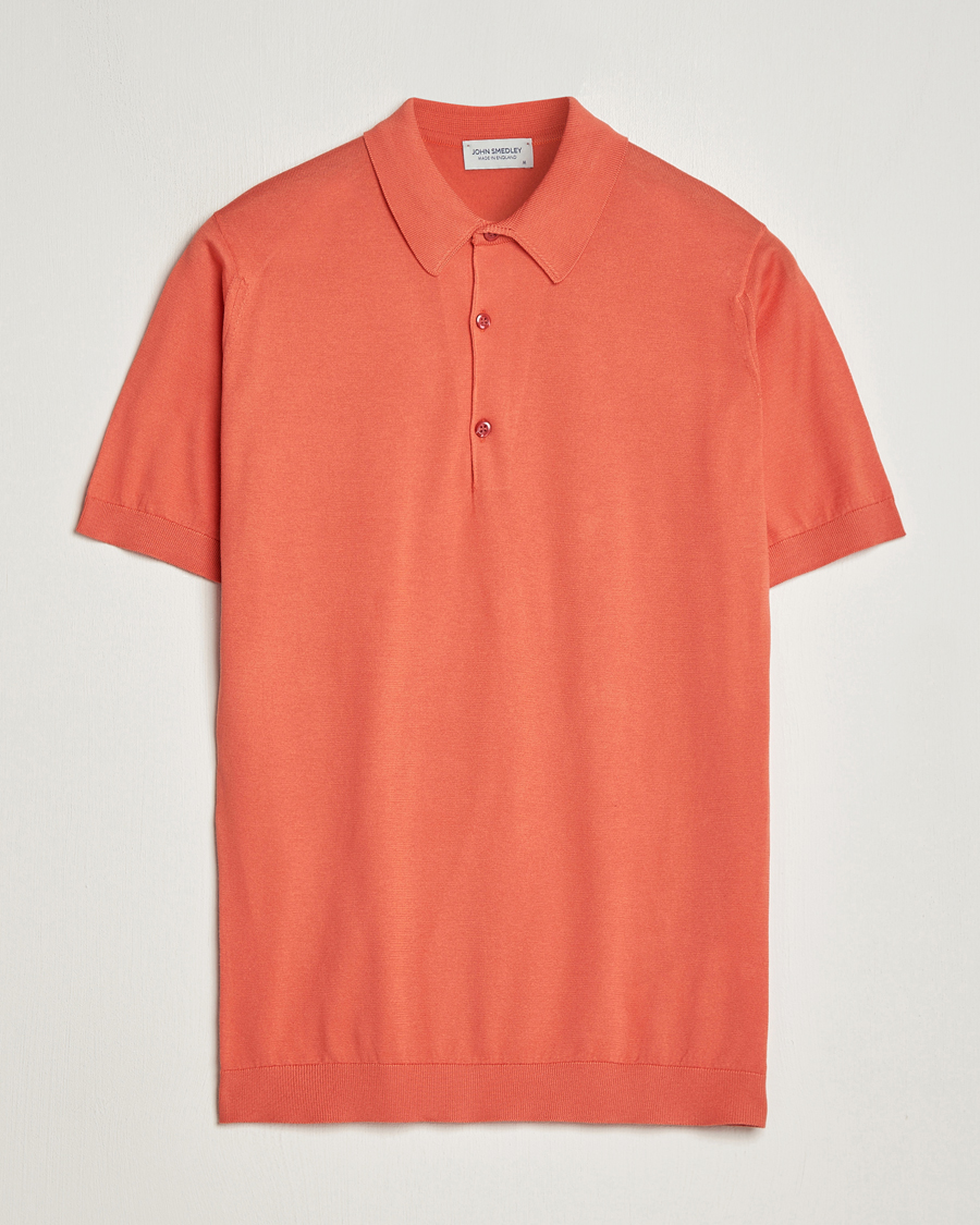 Men | Polo Shirts | John Smedley | Adrian Slim Fit Sea Island Polo Sundown Orange