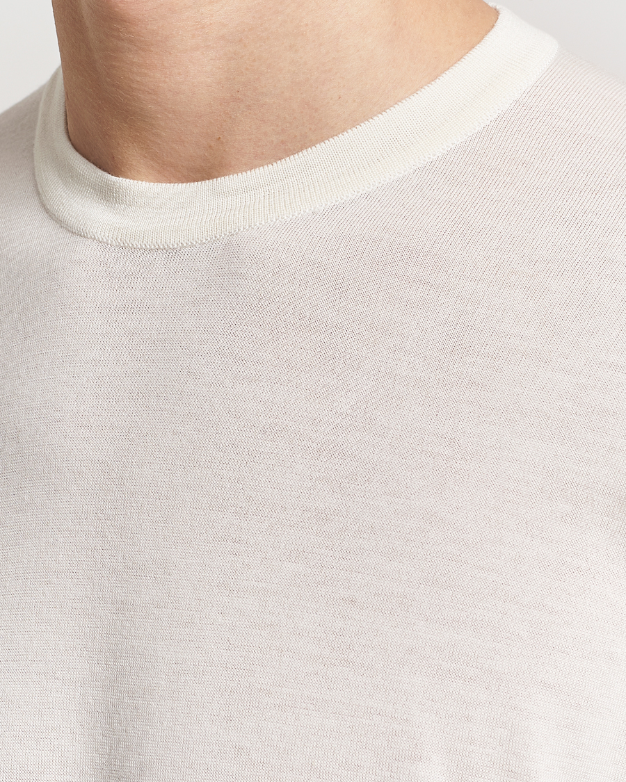 Men | T-Shirts | John Smedley | Hilcote Wool/Sea Island Cotton T-Shirt Chalk White