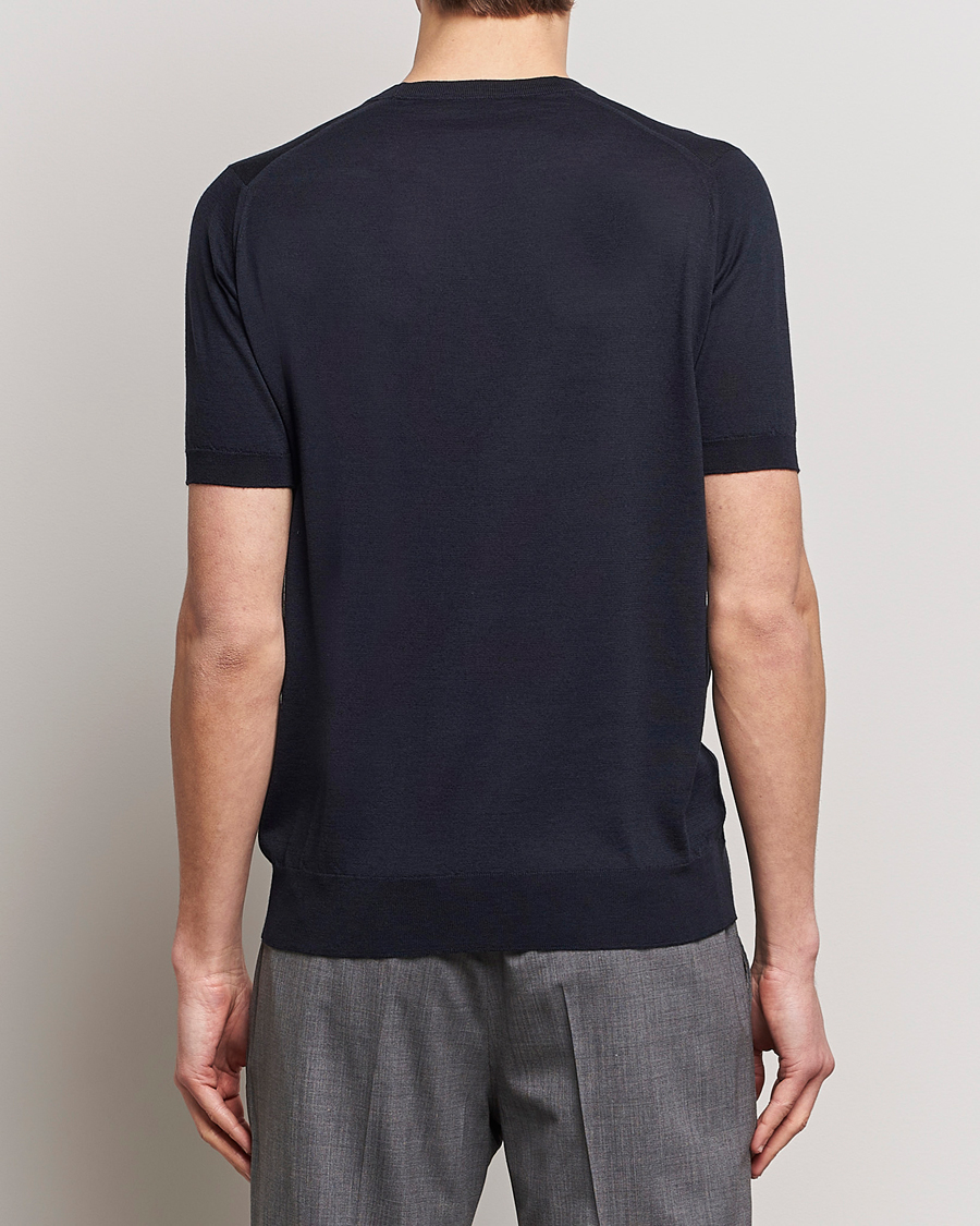 Men | T-Shirts | John Smedley | Hilcote Wool/Sea Island Cotton T-Shirt Navy