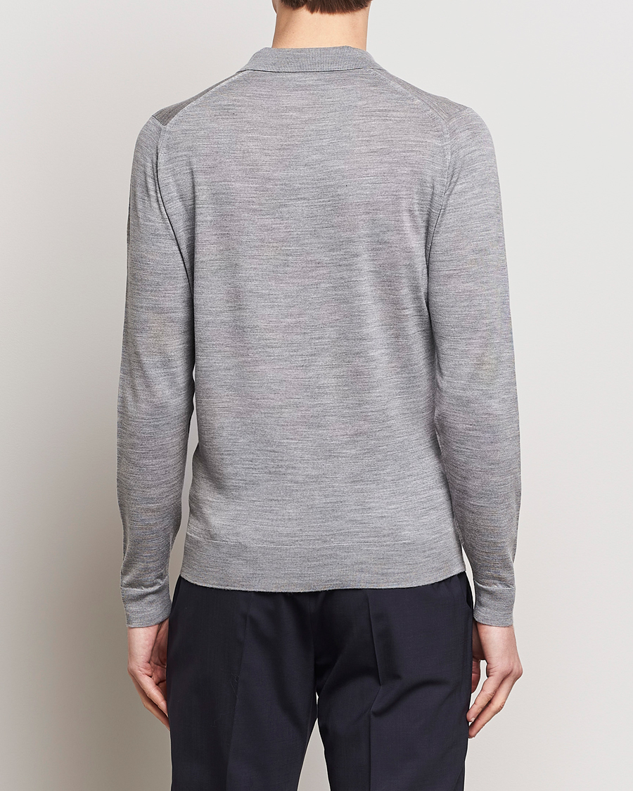 Men | Sweaters & Knitwear | John Smedley | Belper Extra Fine Merino Polo Pullover Silver