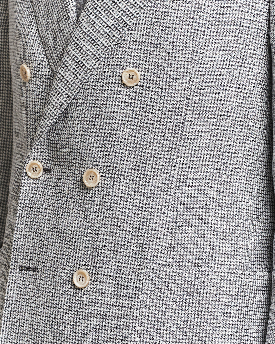 Men | Blazers | Brunello Cucinelli | Double Breasted Houndstooth Blazer Light Grey